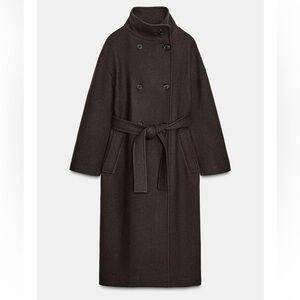 Zara Double-Breasted Dark Brown Jacket